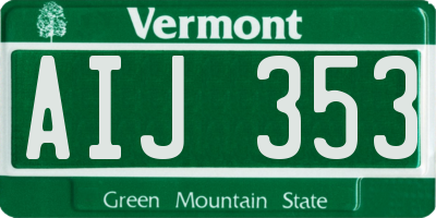 VT license plate AIJ353