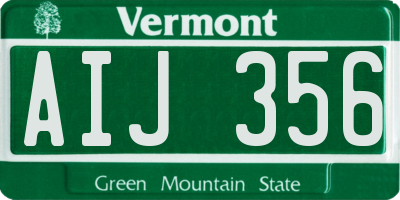 VT license plate AIJ356