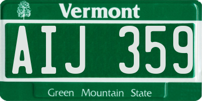VT license plate AIJ359