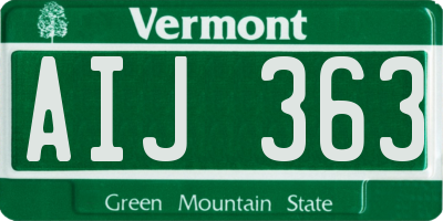 VT license plate AIJ363