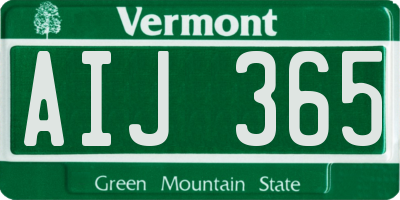 VT license plate AIJ365