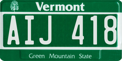 VT license plate AIJ418