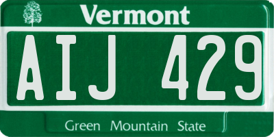 VT license plate AIJ429