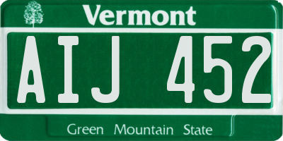 VT license plate AIJ452