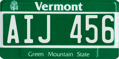 VT license plate AIJ456