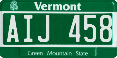 VT license plate AIJ458