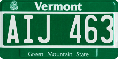 VT license plate AIJ463
