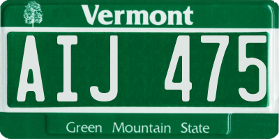 VT license plate AIJ475