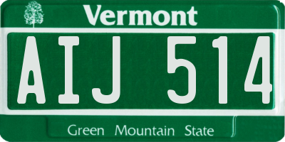 VT license plate AIJ514