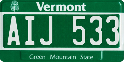 VT license plate AIJ533
