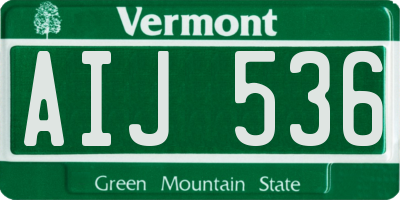 VT license plate AIJ536