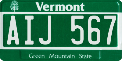 VT license plate AIJ567