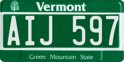 VT license plate AIJ597