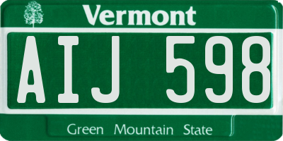 VT license plate AIJ598