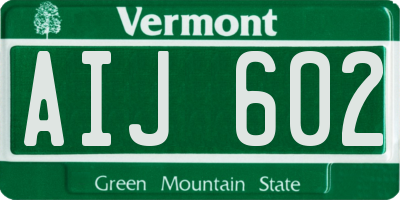 VT license plate AIJ602