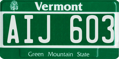 VT license plate AIJ603
