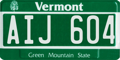 VT license plate AIJ604