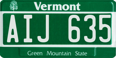 VT license plate AIJ635