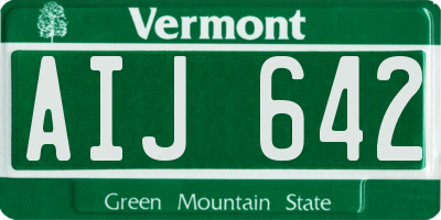VT license plate AIJ642
