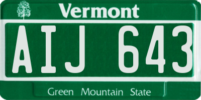 VT license plate AIJ643