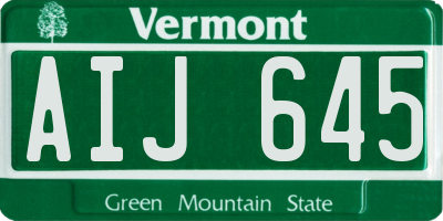 VT license plate AIJ645