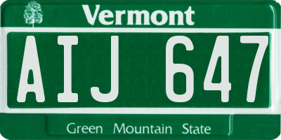 VT license plate AIJ647