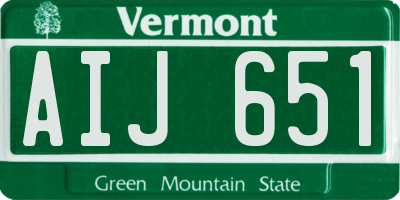 VT license plate AIJ651