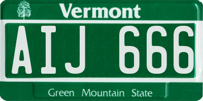 VT license plate AIJ666