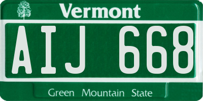 VT license plate AIJ668