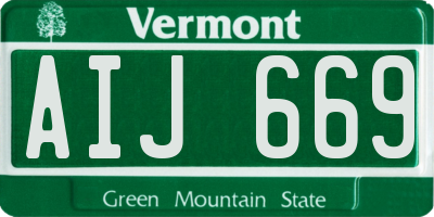 VT license plate AIJ669
