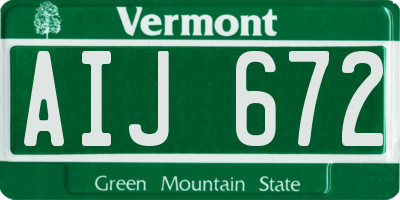 VT license plate AIJ672
