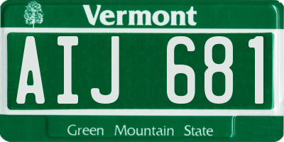 VT license plate AIJ681