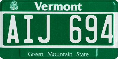 VT license plate AIJ694