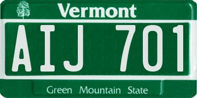 VT license plate AIJ701