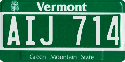 VT license plate AIJ714