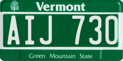 VT license plate AIJ730