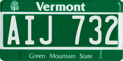 VT license plate AIJ732
