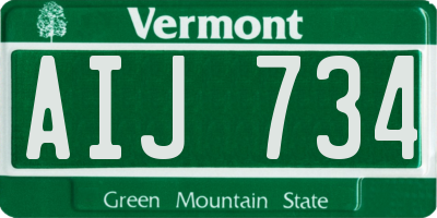 VT license plate AIJ734