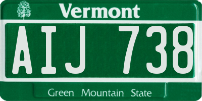 VT license plate AIJ738