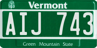 VT license plate AIJ743