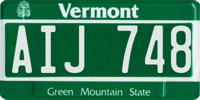 VT license plate AIJ748