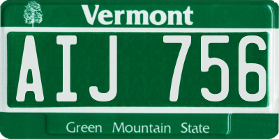 VT license plate AIJ756