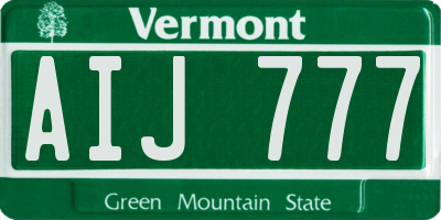 VT license plate AIJ777
