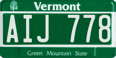 VT license plate AIJ778