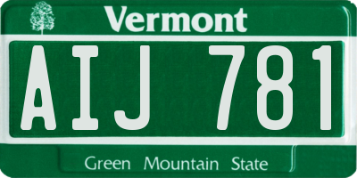VT license plate AIJ781