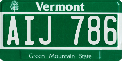 VT license plate AIJ786