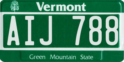 VT license plate AIJ788