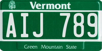 VT license plate AIJ789