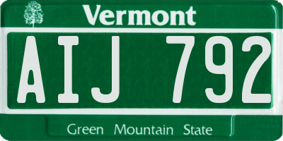 VT license plate AIJ792