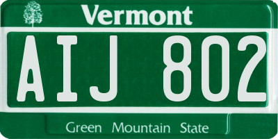 VT license plate AIJ802